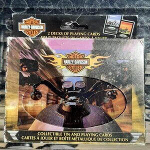 Harley Davidson Motor Cycles Collectible 2 Deck Playing Cards in Tin 2002